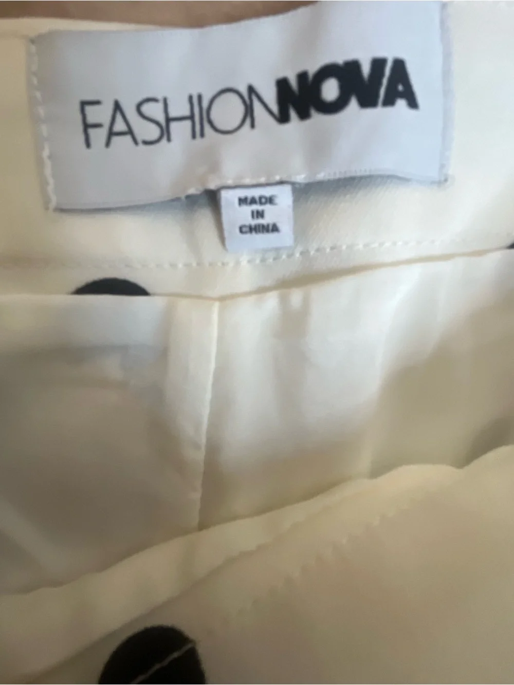 Fashion Nova White Wide-Leg Trouser Pants with Black Polka Dots Sz L